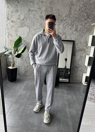 Спортивний костюм чоловічий зима сірий трикотажний s-xl