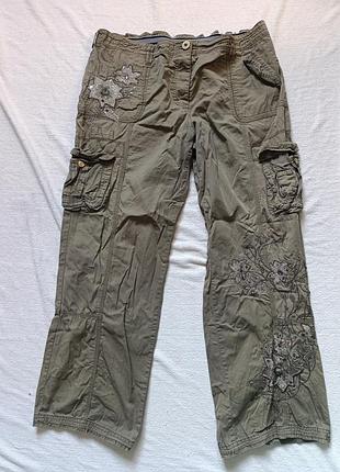 Брюки женские, вышитые, хлопок. 50-52 р-р