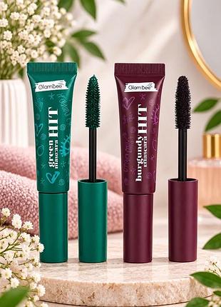Набір кольорових тушей glambee hit mascara зелена та бургунді
