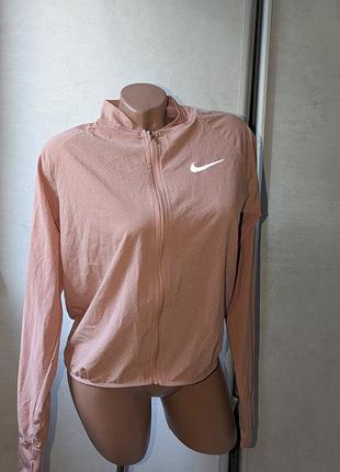 Спортивна вітровка nike w dri-fit swoosh hbr jkt у рожевому/персиковому кольорі