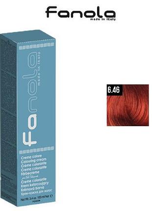 Крем-фарба для волосся fanola № 6.46 dark copper red blonde темно-русий з мідно-червоним відтінком, 100мл