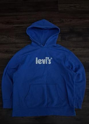 Яркий синий оригинальный худи levi's / толстовка левис кофта с капюшоном