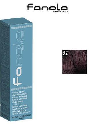 Крем-фарба для волосся fanola № 6.2 dark blonde violet темно русий з фіолетовим відтінком, 100мл