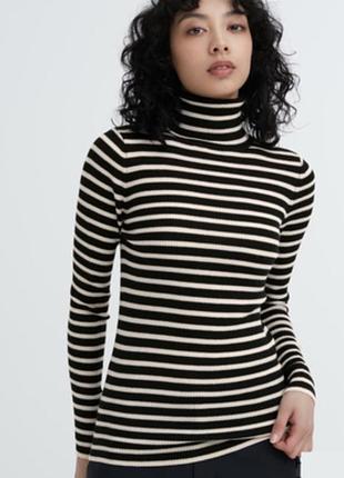 Гольф у рубчик uniqlo з серії 100% extra fine merino тонка вовна