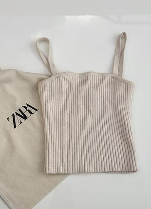 Жіночий топ zara в рубчик бежевий розмір s