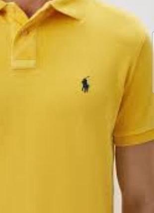 Продаю класичну футболку поло від преміального бренду polo ralph lauren у приємному жовтому кольорі. на грудях вишитий фірмовий темно-синій логотип.