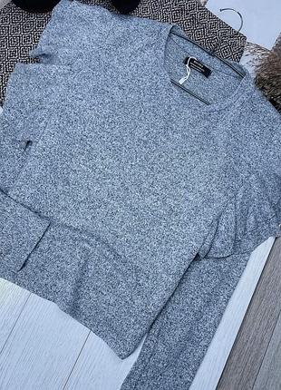 Новий осінній джемпер bershka m oversize в’язаний джемпер з крильцями м’який сірий джемпер оверсайз