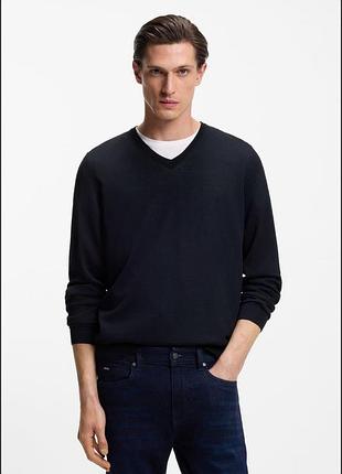 Мужской свитер, джемпер пуловер boss от hugo boss, мериносовая шерсть