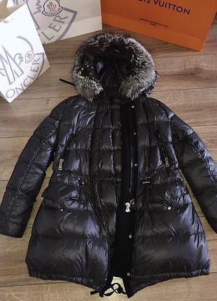 ▪️жіночий чорний графітовий довгий пуховик moncler монклер зимовий зима натуральний пух перо женский черный графитовый длинный зимний пуховик пальто