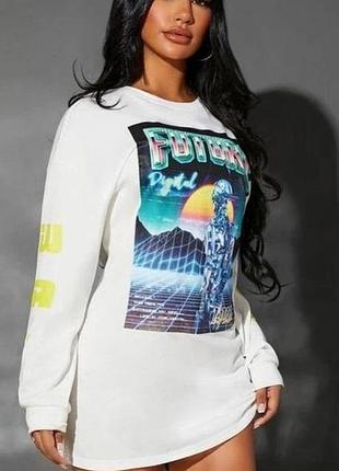 Shein. з англії. у наявності.сукня оверсайз з принтом.