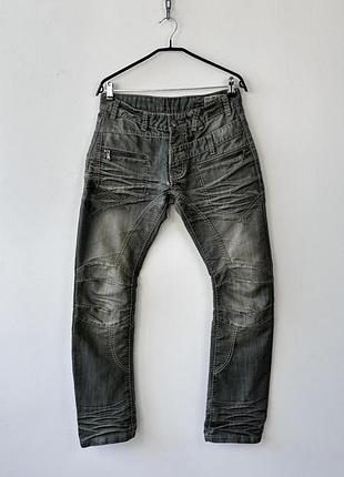 Джинси чоловічі vintage y2k japrag denim gray biker jeans w32 distressed moto cyberpunk pants