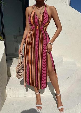 🥰 міді сукня у смужку shein l
