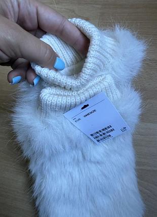 Новые меховые варежки h&m zara оригинал