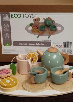 Дерев'яний набір посуди ecotoys до чаю