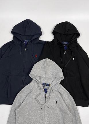 Кофта чоловіча polo ralph lauren на змійці, чорна, сіра, синя