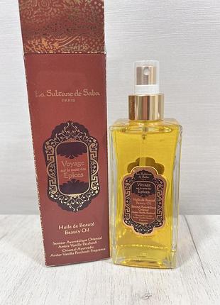 Масло для тіла та волосся з ароматом амбри, ванілі та пачулі la sultane de saba beauty oil ayurvedique 200 мл