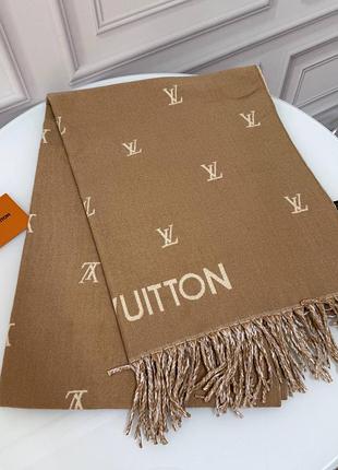 Кашемировый шарф палантин louis vuitton беж коричневий