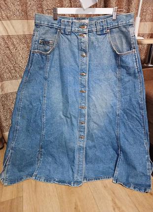 Винтажная джинсовая юбка миди mc gee vintage 90s (размер xl-xxl / плюс сайз)