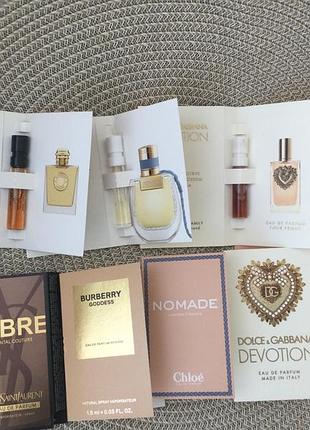 Набір 5 пробників yves saint laurent,chloe,burberry, dolce gabbana,trussardi