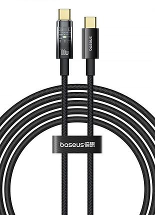 Кабель baseus explorer series auto power-off type-c to type-c 100w (1m) black