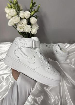 Зимние женские кроссовки nike air force 1 high winter fur white найк форс белого цвета мех