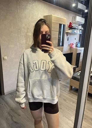 Худі жіноче h&m сіре з принтом на флісі
