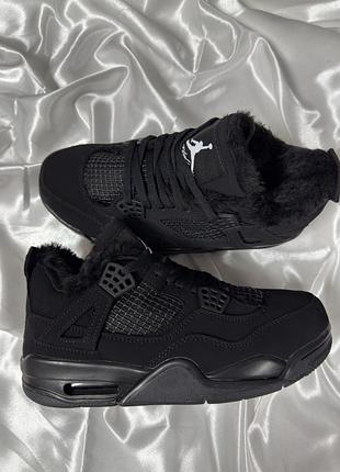 Nike air jordan 4 retro black cat winter fur