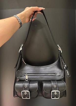 Сумка жіноча coach чорна шкіряна
