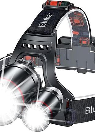 Налобний ліхтар blukar led headlamp k9116 перезаряджуваний яскравий налобний ліхтар із 3 лампами, 5 режимами