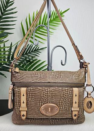 Кожаная фирменная сумка fossil