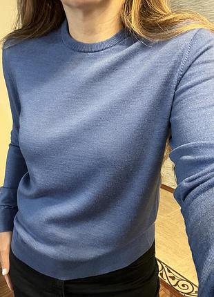 Uniqlo светр тонкий синій вовна