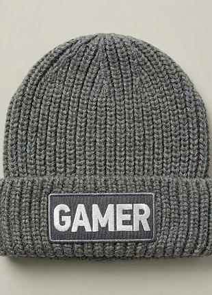 Сіра в'язана шапка hyperx «gamer» (оригінал)