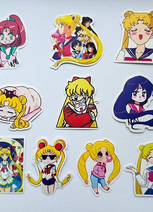 Набір наліпок стікерпак з аніме сейлор мун sailor moon - 10 шт