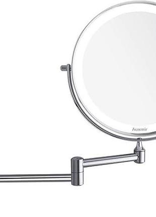Настінне дзеркало auxmir 8" з 1x/10-кратним збільшенням із 3 режимами освітлення, що обертається на 360 градусів
