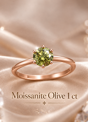 Каблучка з муассанітом "olive". муассаніт