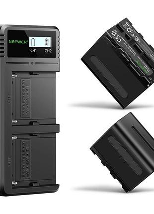 Аккумуляторы neewer nw-f970 np-f970 7800 мач, 2 шт + зарядное устройство