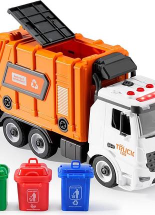 Іграшковий сміттєвоз syncfun garbage truck дитячий іграшковий сміттєвоз із 3 сміттєвими баками
