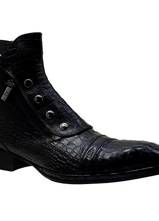 Італійські чоловічі черевики jo ghost print crocodile leather dress ankle boots