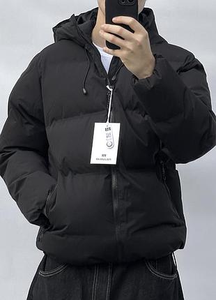 Пуховик pull&bear чорний дутий зимова куртка пулбір puffer jacket
