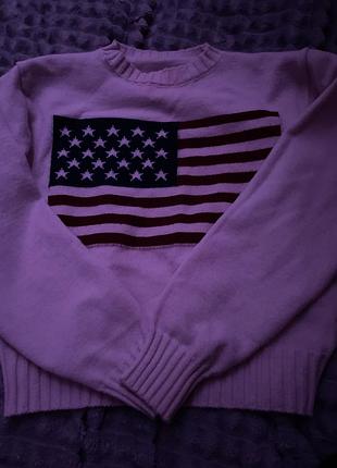 В'язаний светр у стилі ralph lauren з прапором сша / в'язана кофта з принтом прапора
