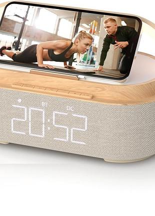 Радиобудильник colsur s29 цифровые часы с bluetooth-динамиком, беспроводной зарядкой 15w и подсветкой