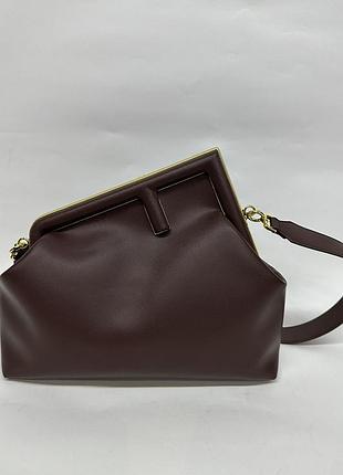 Брендова жіноча сумка fendi first clutch black | м’яка шкіра, культовий дизайн і універсальний формат!