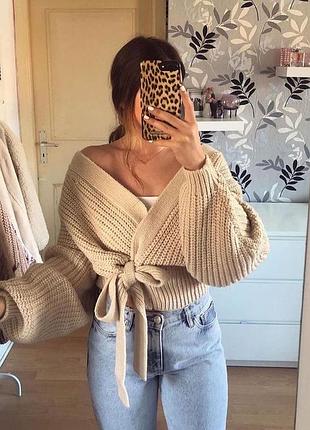 Объемный вязаный кардиган от zara