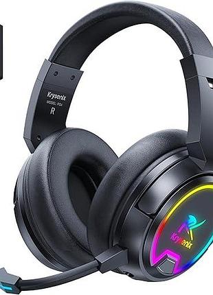 Бездротова ігрова гарнітура krysenix pg4, rgb накладні навушники з мікрофоном, 48 годин роботи