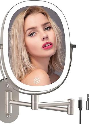 Настінне дзеркало для макіяжу wall mounted lighted makeup vanity mirror двостороннє дзеркало з підсвіткою