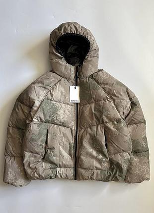 Дутий пуховик bershka зимова куртка бершка puffer jacket хакі