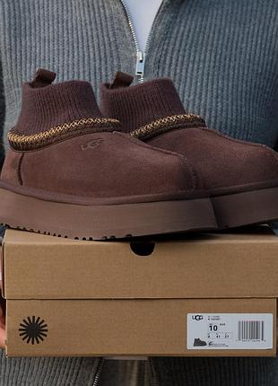 Угги ugg tasman platform sock brown 2