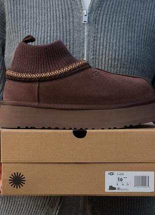 Угги ugg tasman platform sock brown 3