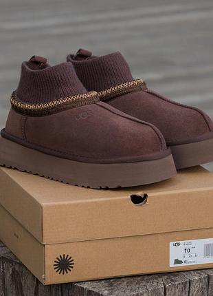 Угги ugg tasman platform sock brown 8