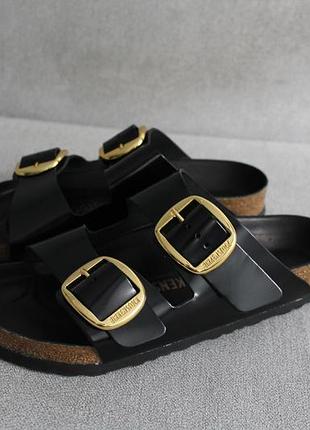Стильні та актуальні тапки преміальної версії birkenstock arizona big buckle чорного кольору